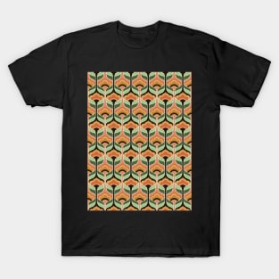 Peach, Yellow, and Green Bubble Flowers Seamless Pattern 1970s Inspired T-Shirt